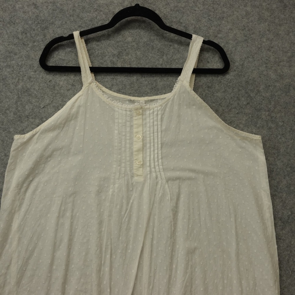 Vintage Victorian Nightgown Womens 2XL Plus White Swiss Dot Cottage Lounge Dress - Picture 6 of 9